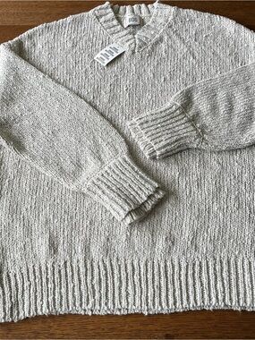 BDG Chunky Cable Knit V-Neck Sweater in Oatmeal Soft and Comfy NWT